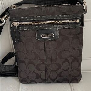 Coach Signature Black and Brown Messenger Bag